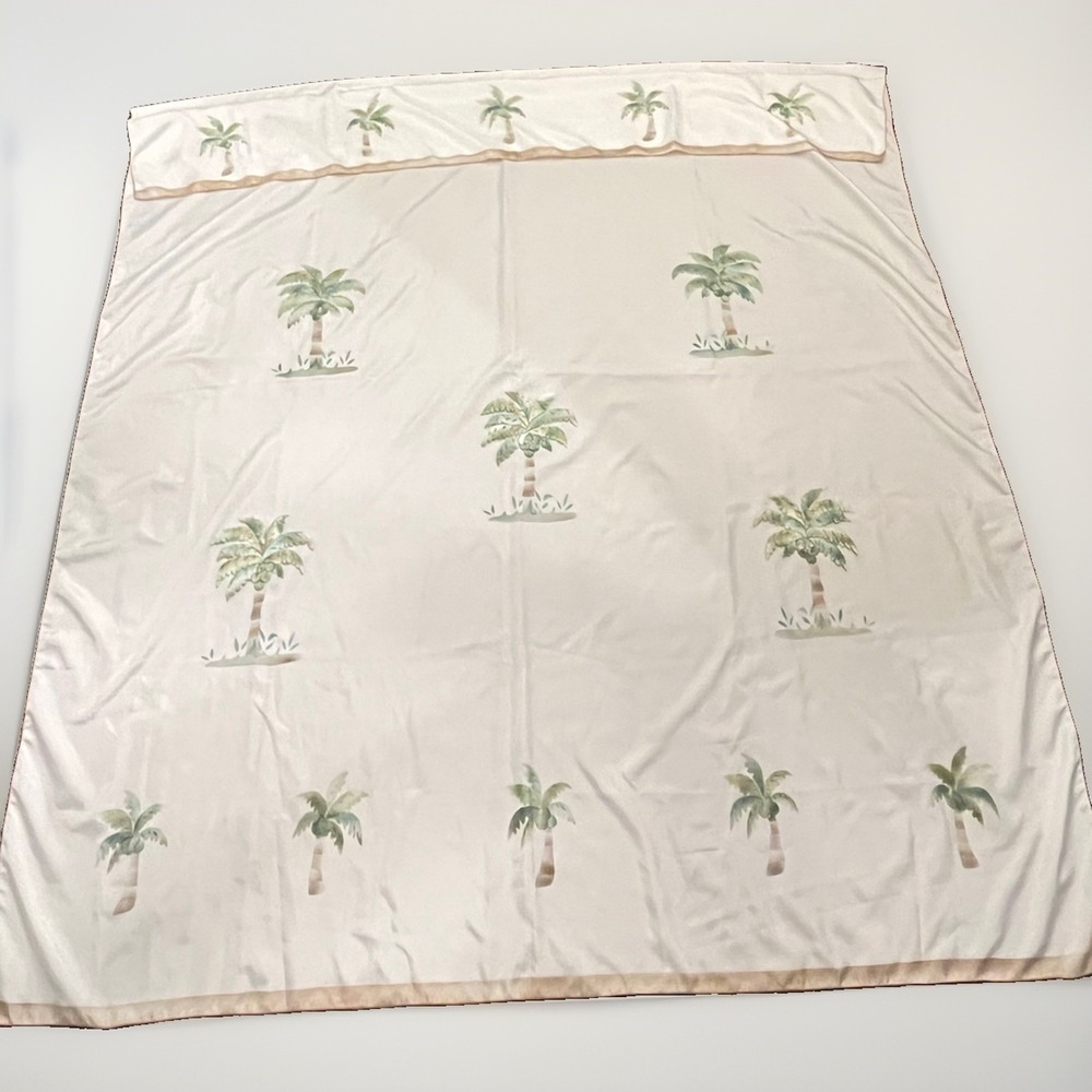 Palm Tree Shower Curtain Cream Tropical Bath Tub Bathroom 68" x 72" Fabric